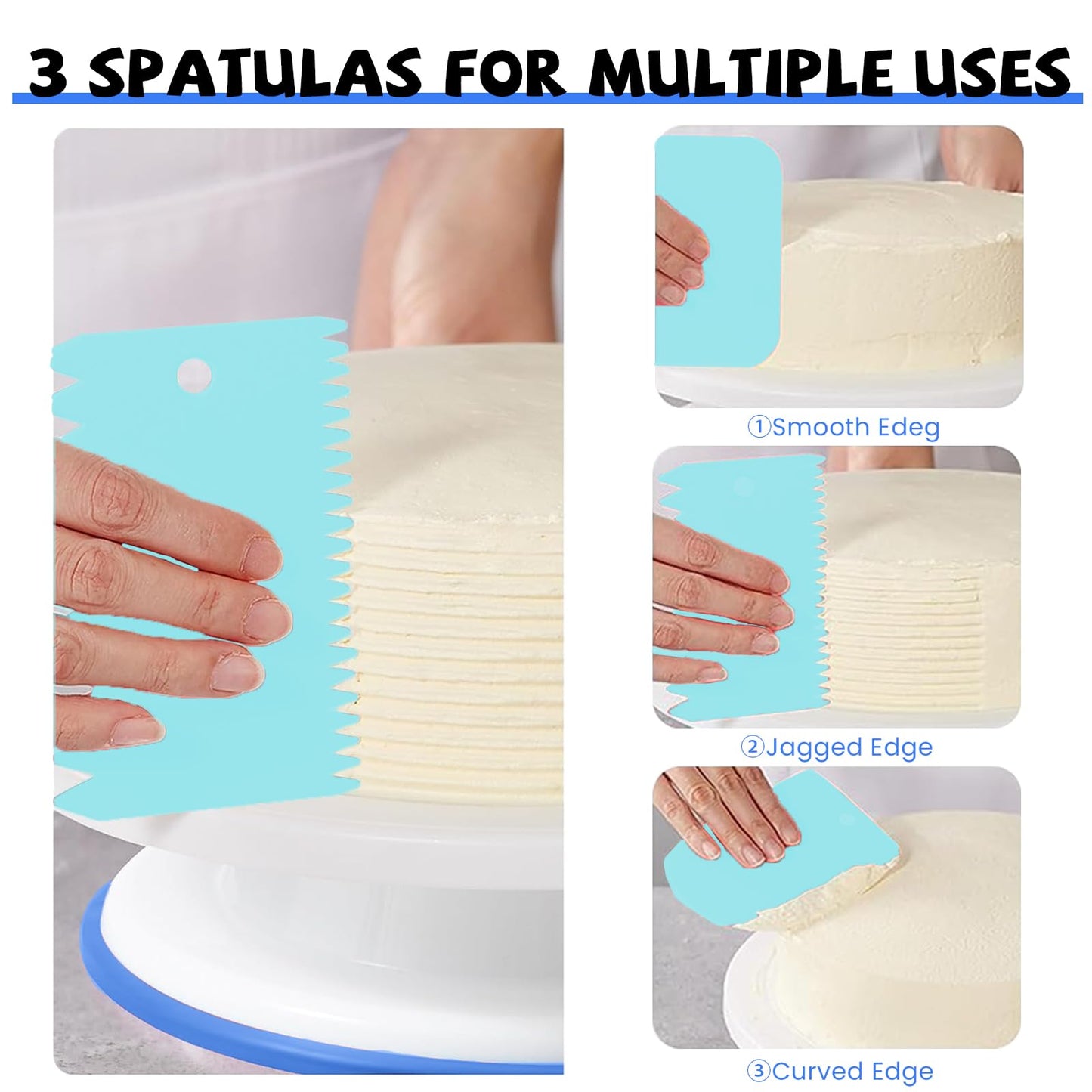 Uten 60PCs Cake Decorating Supplies Kit, Cake Decorating Stand Set with 11'' Cake Turntable, 48 Numbered Icing Piping Tips, 2 Spatulas, 3 Icing Comb Scraper, 1 Scissor, 1 Piping Bags, Baking Tools