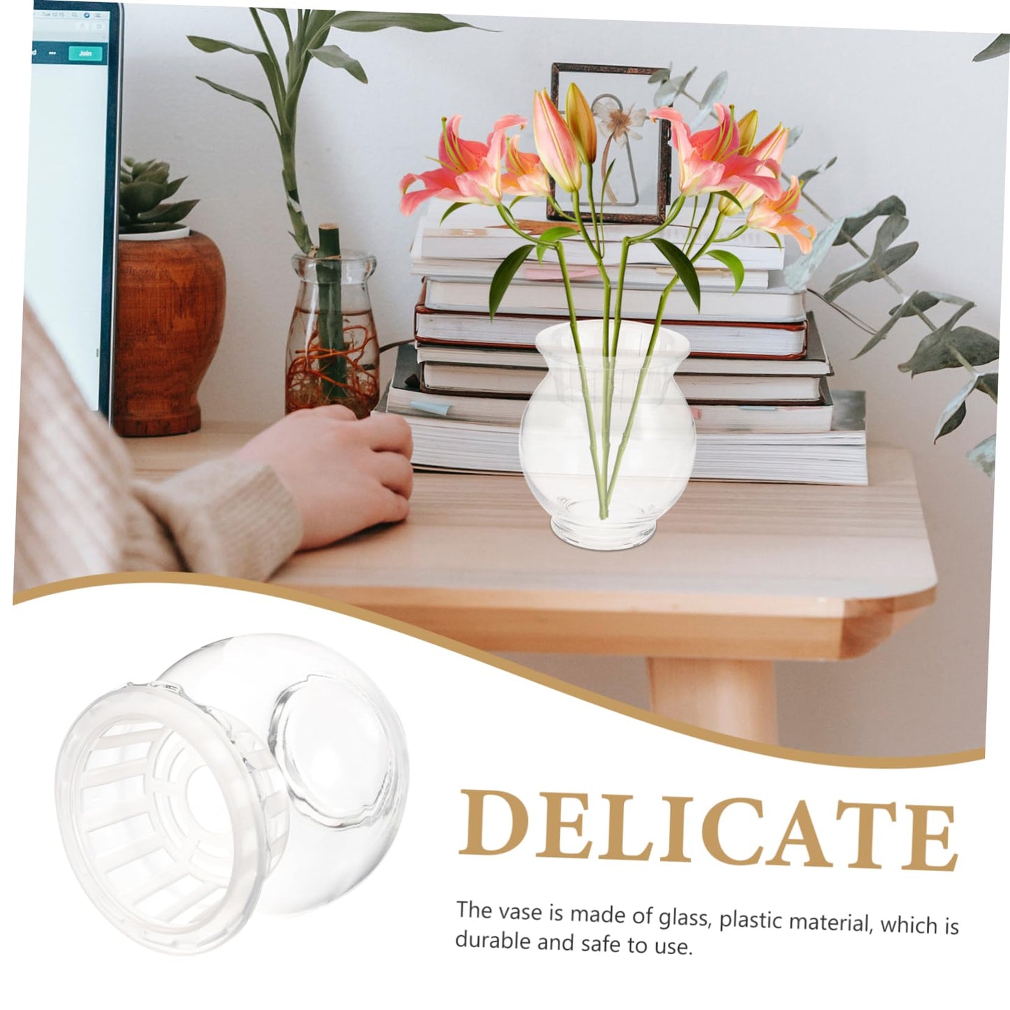 Generic Desktop Glass Planter Elegant Round Terrarium Vase for Hydroponic Plants Dried Flower Arrangements Versatile Home and Office Decoration