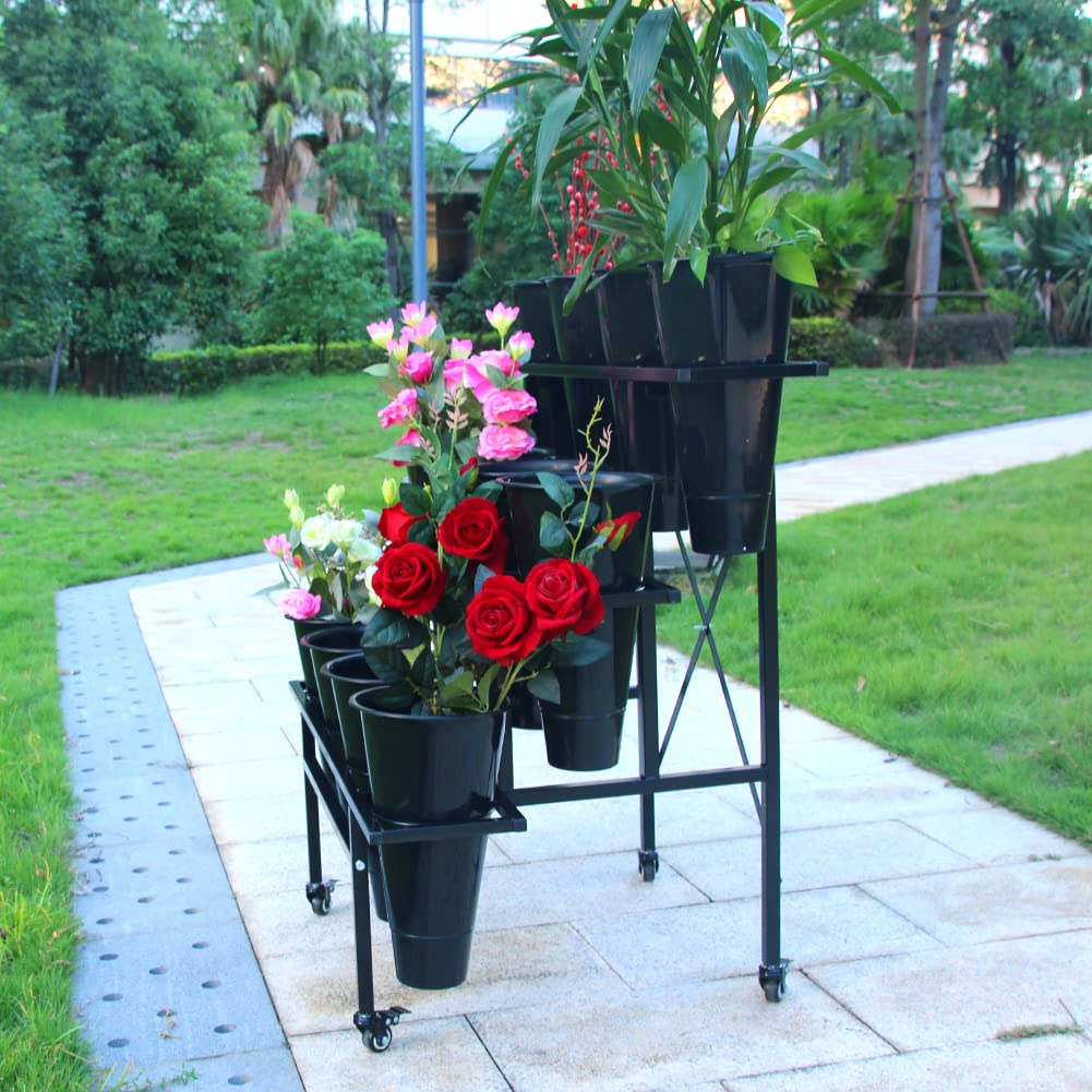 Zhongma 3 Tier Flower Display Stand with 12pcs buckets