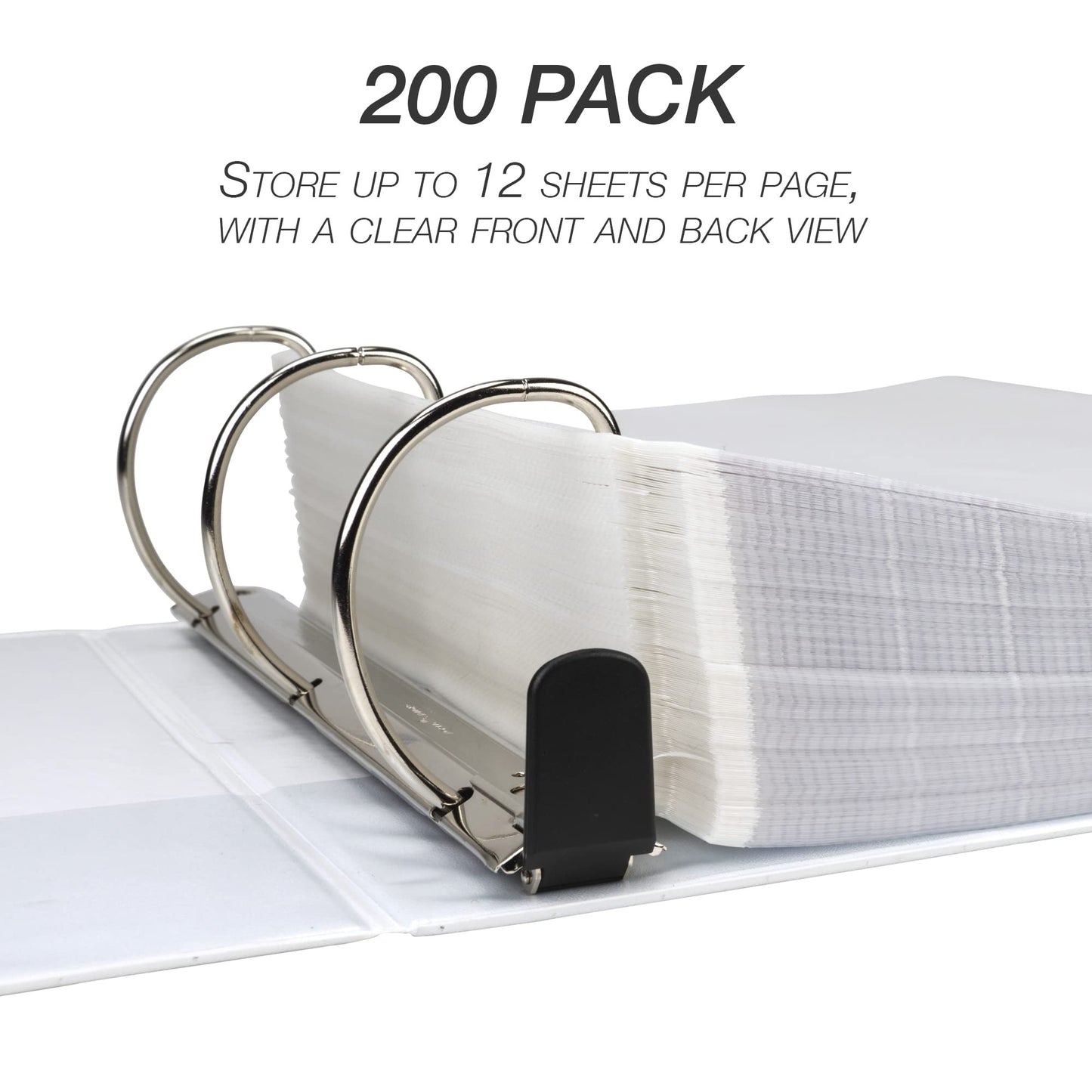 Samsill 200 Pack Sheet Protectors, 8.5x11 Inch Page Protectors for 3 Ring Binder, Standard Weight, Clear Protector, Letter Size, Top Loading, Acid Free