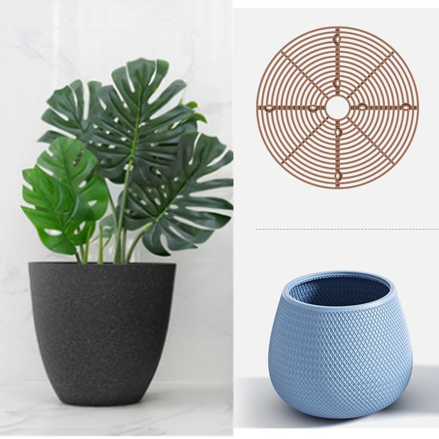 alblinsy 6 Pcs Plant Pot Grid Soil Protector Covers, 11.8" Cuttable Plant Protector Flower Pot Grid from Animals Cat Digging Stopper Plant Pot Cover with Stakes for Plant Gardening(6PCS Brown)