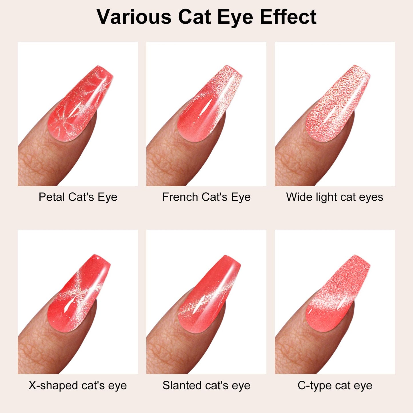vnjaoi 9 Pieces Cat Eye Nail Magnet for Nails Magnetic Gel Polish Cat Eye Nail Polish Magnet Stick Nails Design Tools for DIY Home, Salon, Studio