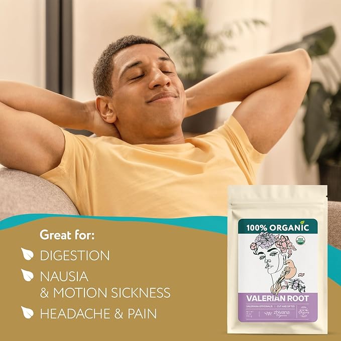 Super Value Pack 5 LB - Organic Valerian Root Tea - Stress Release, Nervous System Support - Sleep Better & Longer