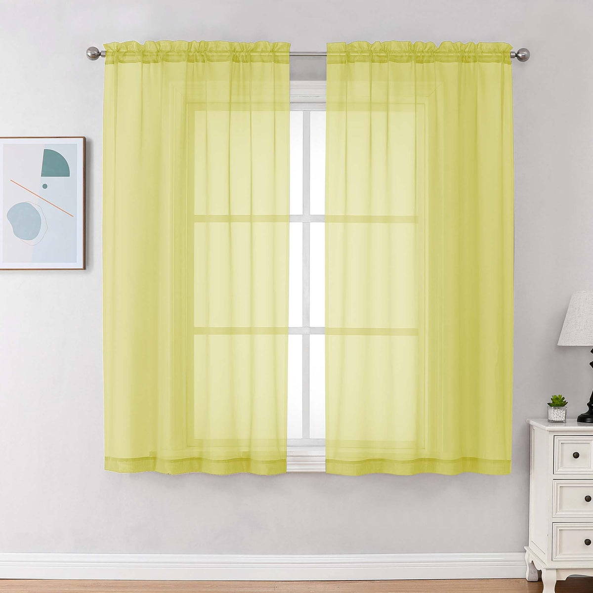 Lemon Sheer Curtains 72 Inch Length 2 Panels (2 Count)