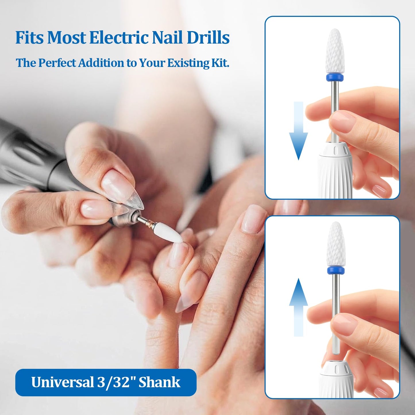 Cuticle Nail Drill Bits Diamond & Ceramic Grits Professional Nail Drill Bits for Electric Nail Files, Manicure Pedicure, Gel & Acrylic Nails, Home Salon Use (13 Packs）