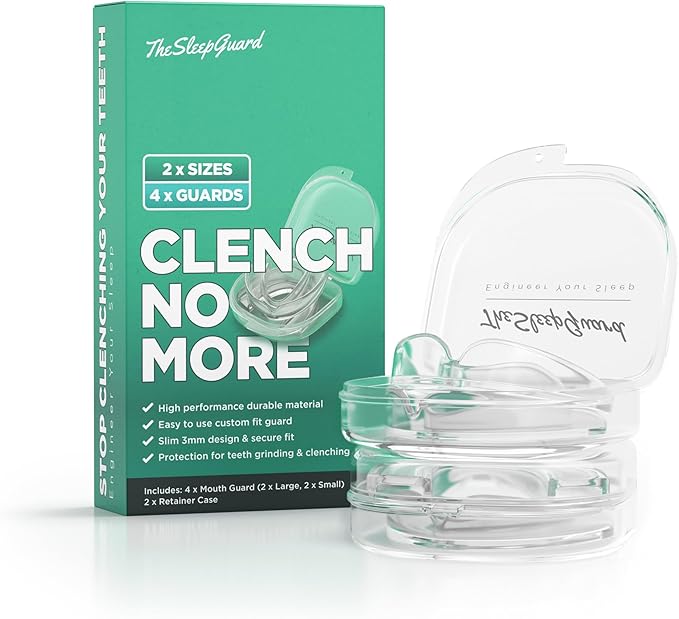 TheSleepGuard Mouth Guard for Clenching Teeth at Night [Pack of 4, Small & Large Sizes] – Custom Night Guards for Teeth Grinding – Nighttime Protection During Sleep for Men and Women