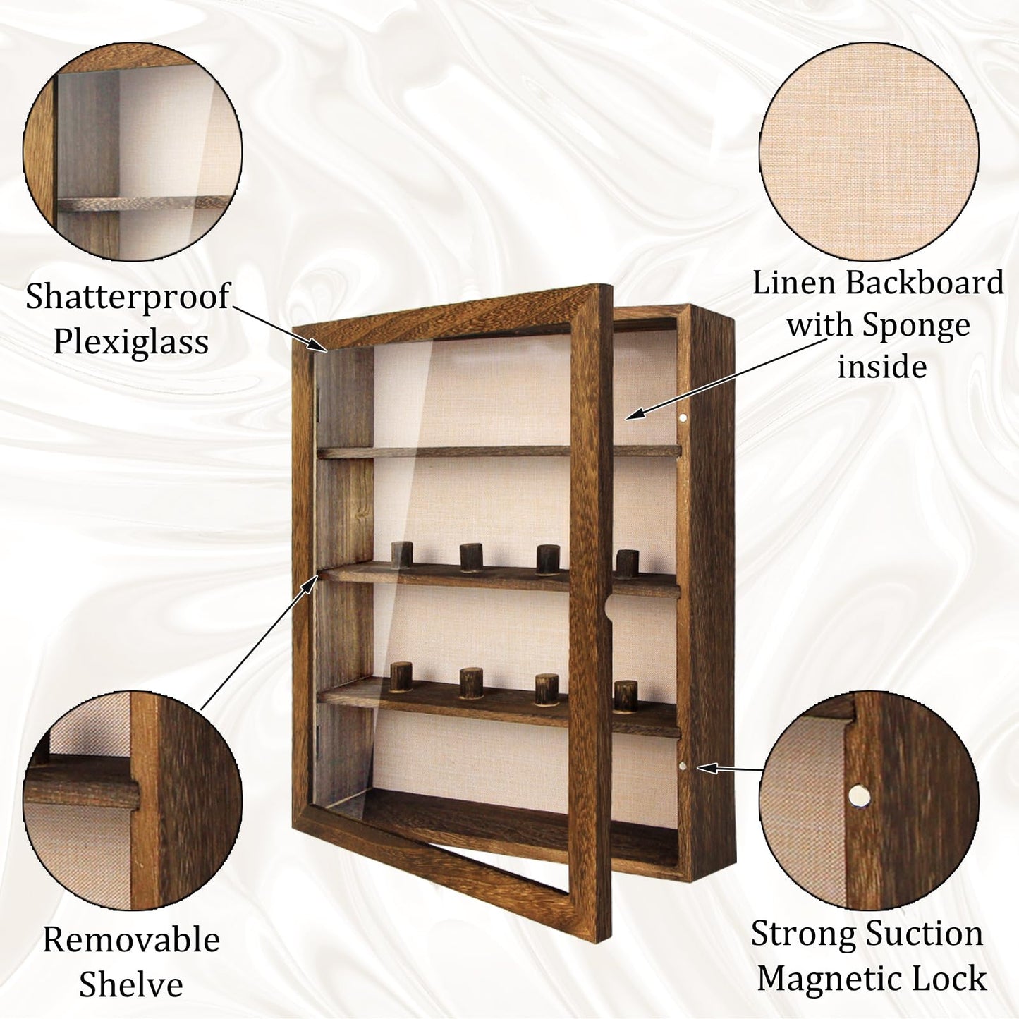 YEPOTUE Shadow Box Frame 11x14, Deep Shadow Box Display Case with Linen Back and Removable Shelves, Wooden Memory Box for Wedding Bouquet, Photos, Medals, Keepsakes (Brown)