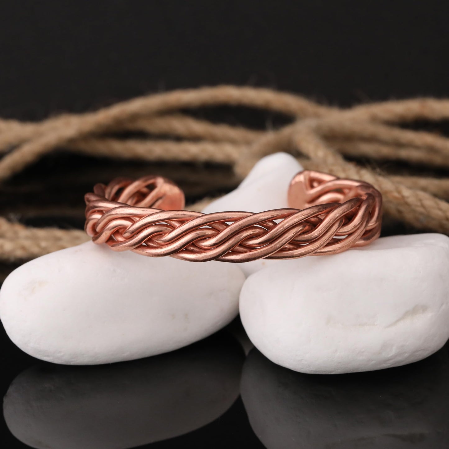 tunarts Handmade Elegant Copper Bracelet for Women and Men-Pure Copper Bracelet for Pain Relief-Adjustable,Thickest,Twisted Copper Wire Bracelet (red folded)