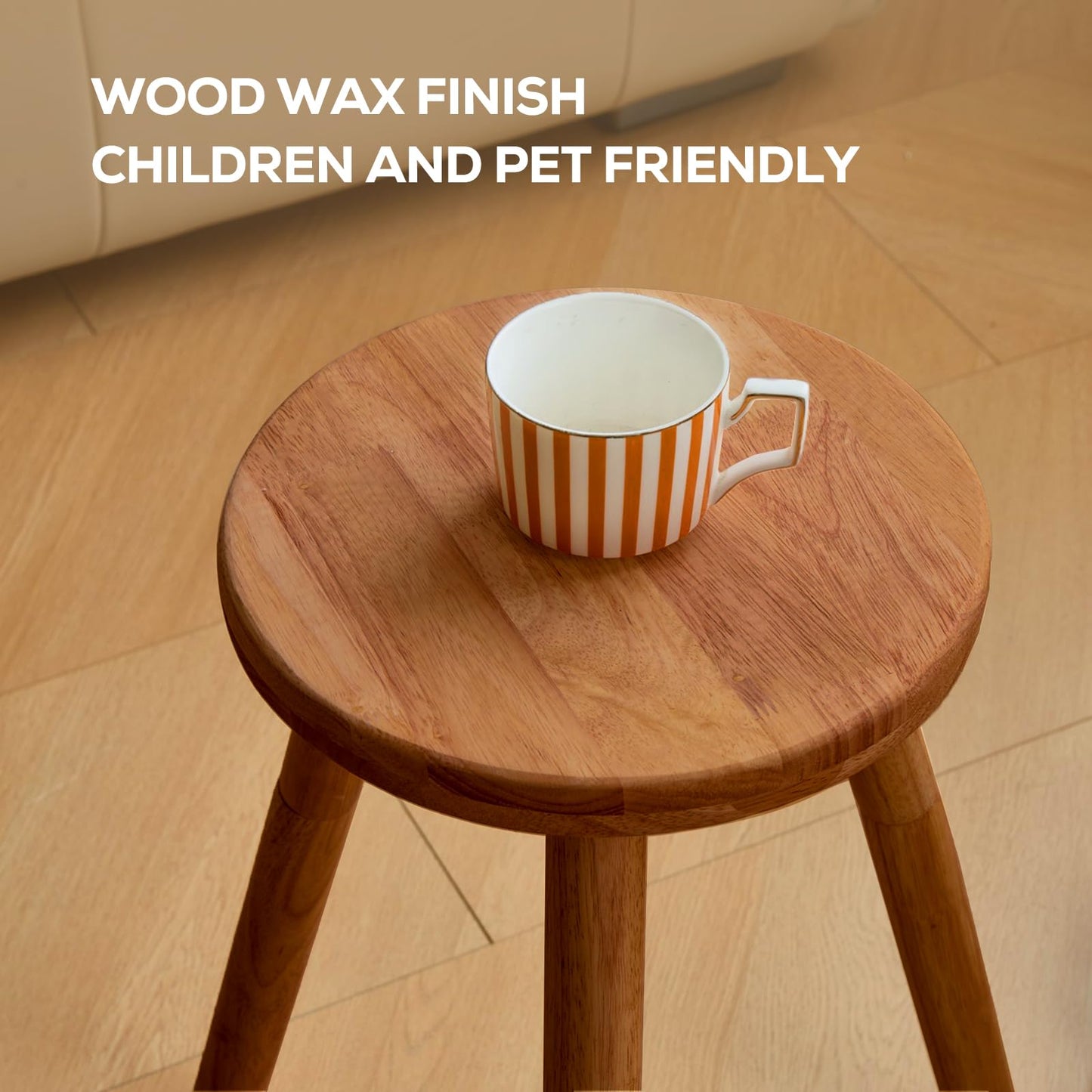 Yangqier Small Round Side Table Adjustable Height Solid Wood Drink Table Indoor Tall Plant Stand Multi-Use Accent Stool-11‘’D × 20“H (Walnut)