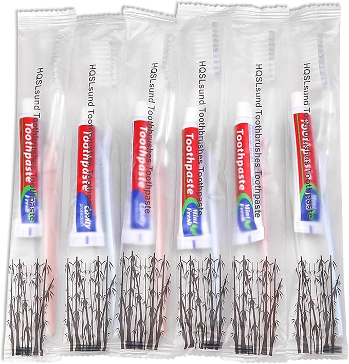 500pcs Disposable Toothbrushes, 2 Color, Travel Toothpaste for Homeless, Airbnb, Hotel