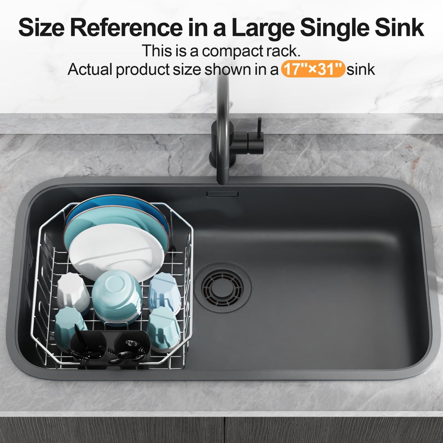 GSlife Small in Sink Dish Drying Rack - Stainless Steel Compact Dish Drainer for RV Kitchen Apartment Sink, Rust Resistant Inside Sink Rack, 1–2 Person Households, 11.6" W x 13.4" L, Silver