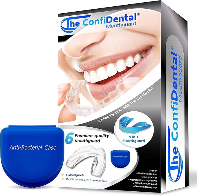 The ConfiDental Mouth Guard for Grinding Teeth at Nighttime Pack of 6 Moldable Dental Bite Guards for Clenching and Bruxism, Custom Fit for Comfortable Sleep