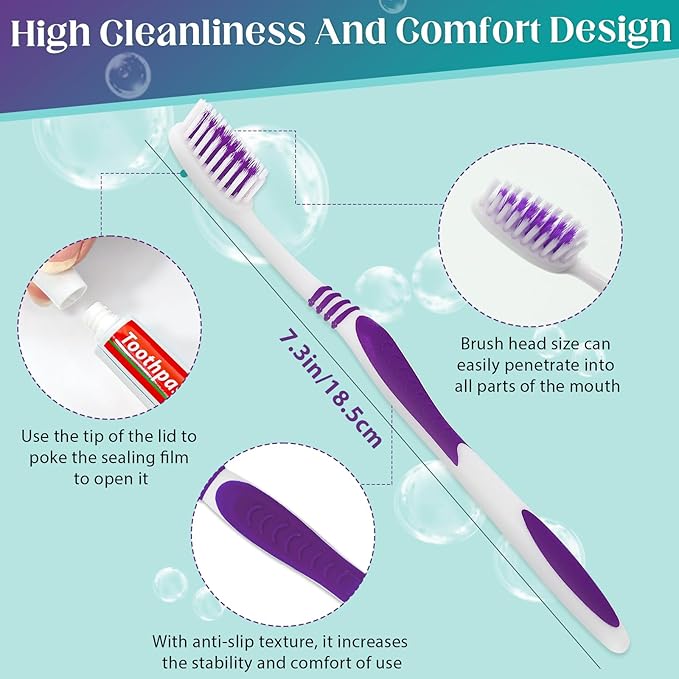 Disposable Toothbrush with Toothpaste 76 PCS, Travel Toothbrush and Toothpaste Bulk Set, Soft Bristle Individually Wrapped Toothbrushes Bulk for Kids, Adult. Suitable for Hotel, Travel, Home, Donated
