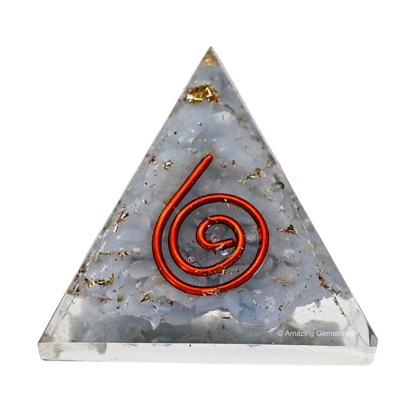 Amazing Gemstone Angelite Orgone Orgone Pyramid - 30mm Small Orgonite Pyramids with Crystals and Healing Stones - Authentic Organite Gifts