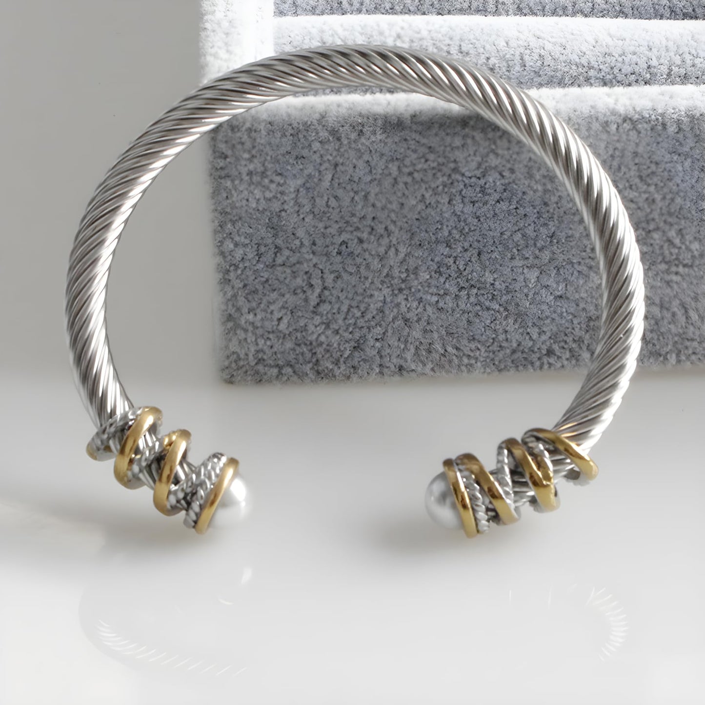 OSIRIDEH2 Elegant Twisted Cable Bangle Bracelet for Women - Open Cuff Classic Jewelry Gift for Anniversary, Valentine, Birthday (Twisted Cable Gold)