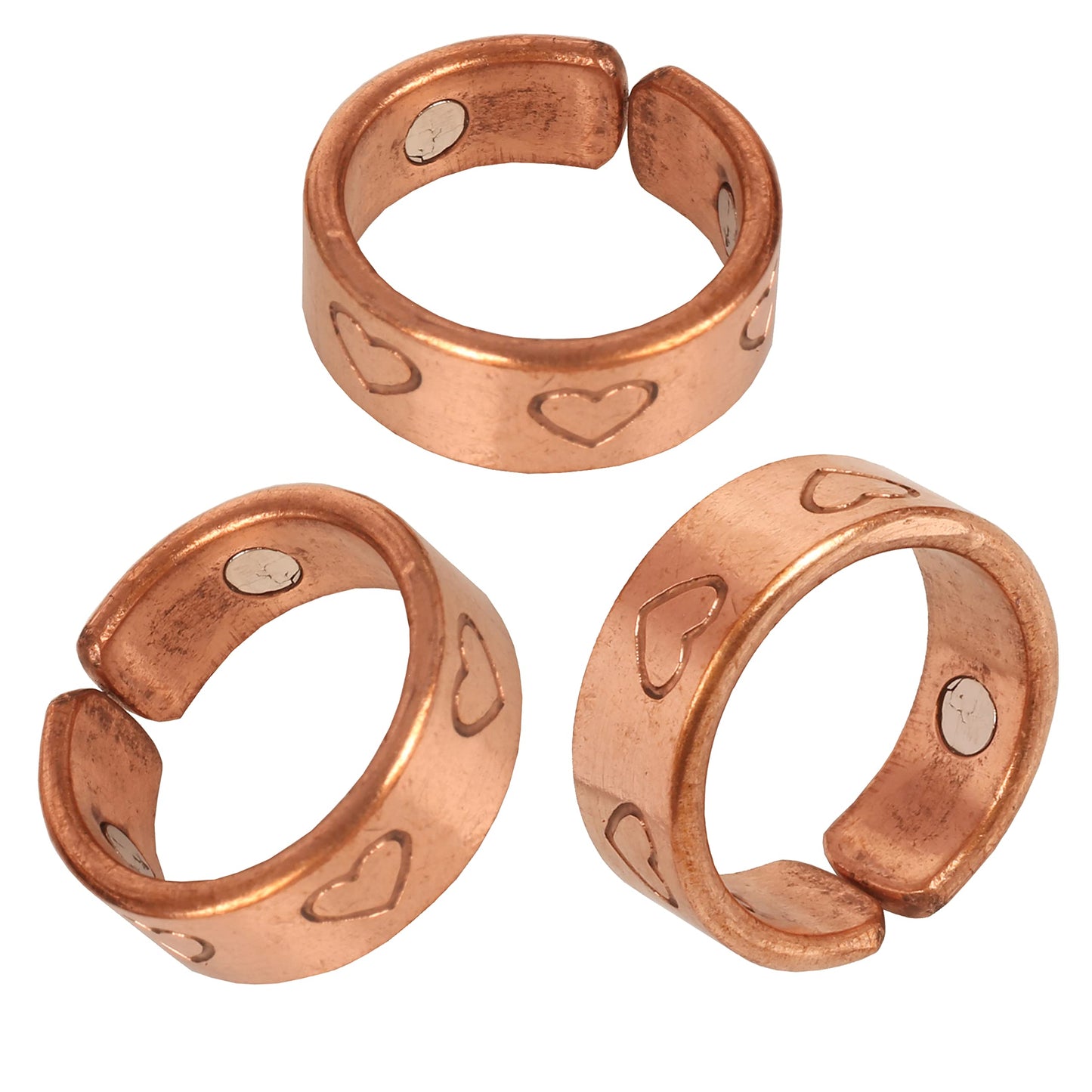 Touchstone Handcrafted By Indian Skilled Artisans Durable Pure Copper Symbolic Love Heart Shape Magnetic Ring In Natural Tone