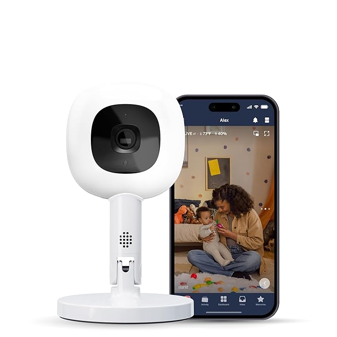 Nanit Pro Smart Baby Monitor & Flex Stand - 1080p Wi-Fi Video Camera, Sensor-Free Sleep & Breathing Motion Tracker, 2-Way Audio, Sound/Motion/Cry Notifications, Night Vision, and Breathing Band