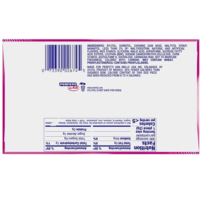 Mentos Pure Fresh Sugar-Free Chewing Gum with Xylitol, Bubble Fresh Flavor, Bubble Gum, 90% Recyclable Curvy Bottle, 50 Pieces per Bottle, 6 Pack