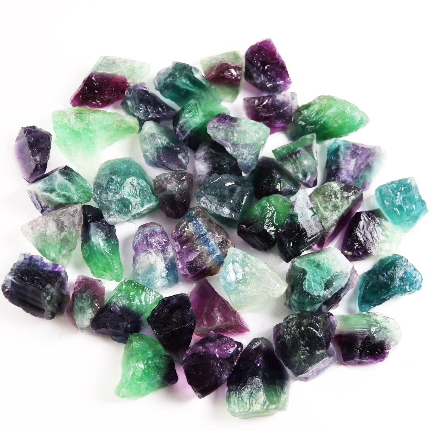 Nvzi Rainbow Flourite Crystals, Crystals and Healing Stones, Rocks for Tumbling, Raw Crystals Bulk, Amathesis Crystal, Calcite Crystal for Decoration, Wicca, Reiki, Chakra and Energy(1LB)