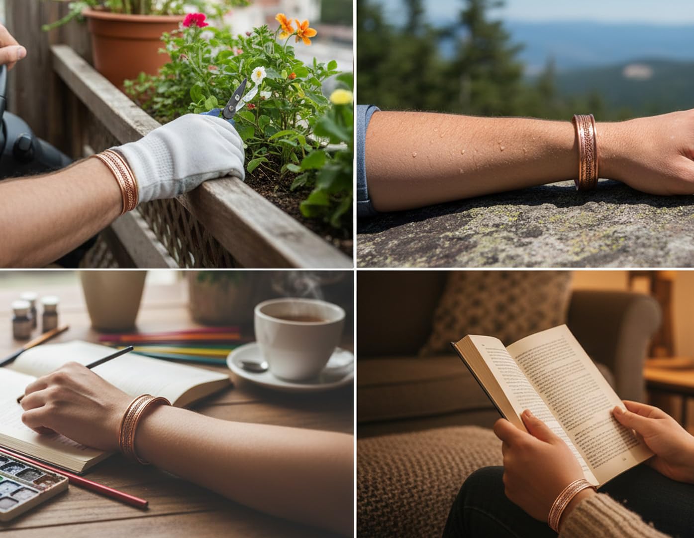 Touchstone Copper magnetic bracelet Tibetan style. Hand forged with solid and high gauge pure copper. Delicate brass inlay.
