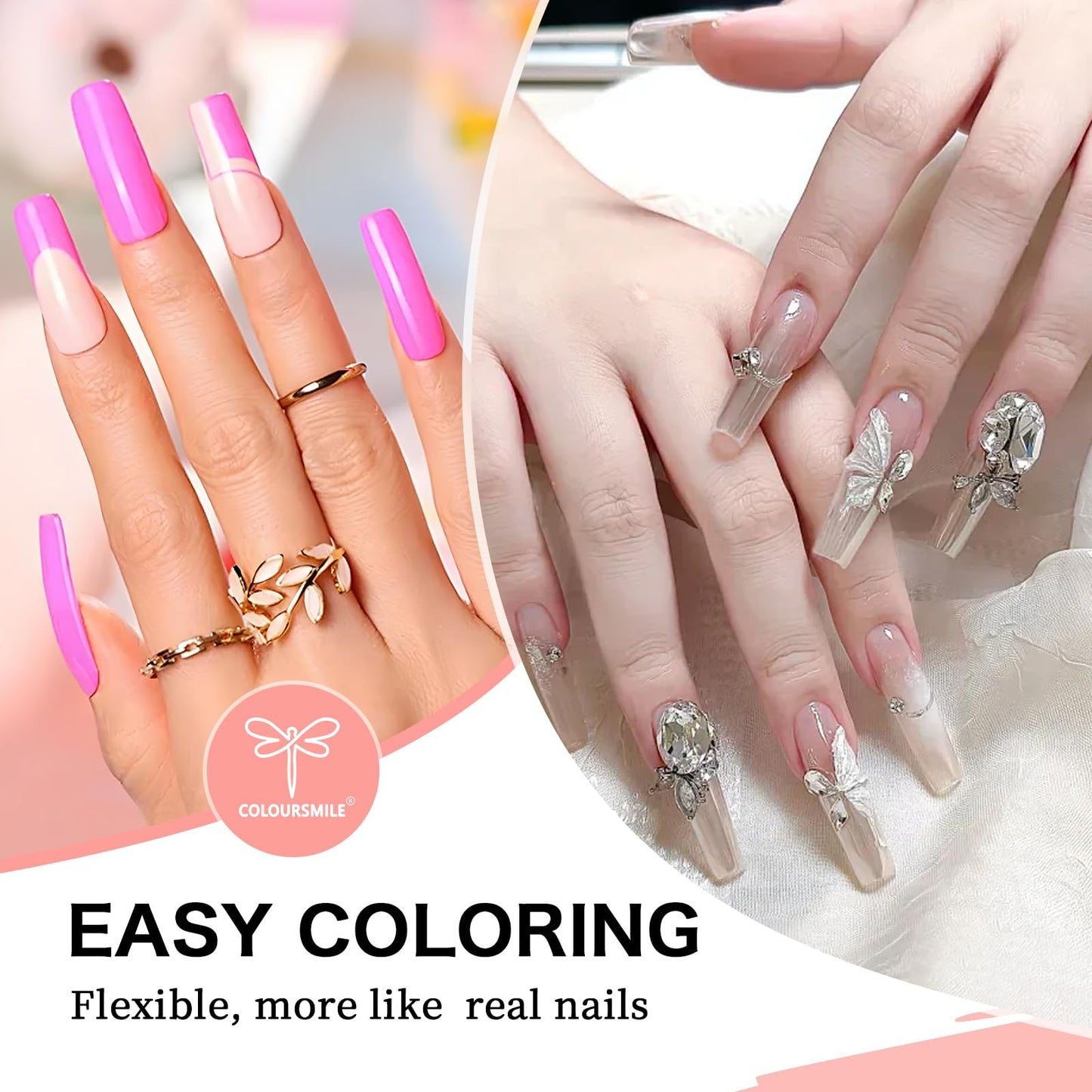 COLOURSMILE Square XXL Extra Long Nail Tips - 216PCS No C Curve Half Cover Gel Tips, No Trace & No Crease, for Acrylic Nails Home DIY with Storage Box