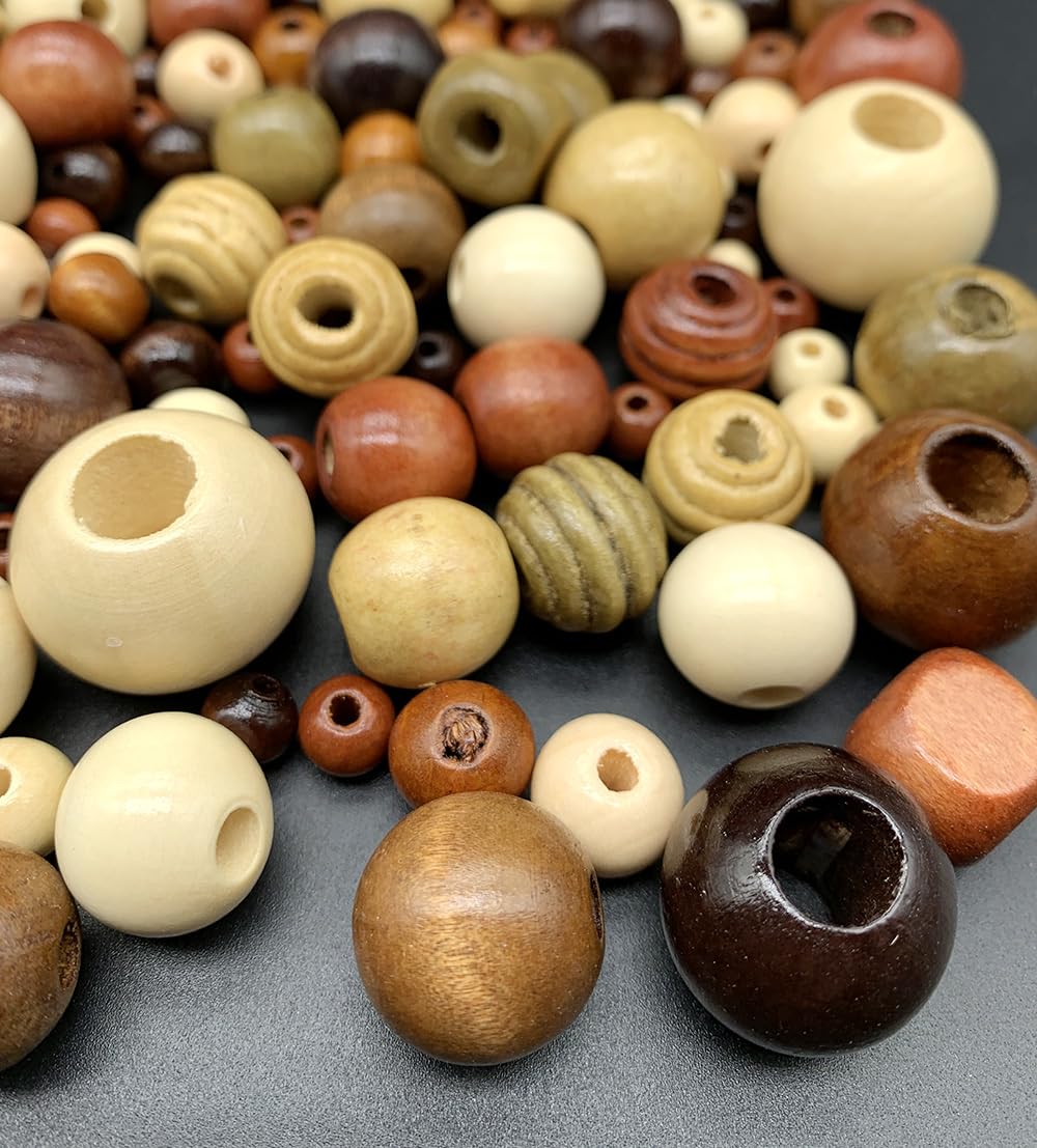 520pcs Wooden Beads for Jewelry Making Adults, Assorted Wood Beads for Jewelry Bracelets Necklace Earring Making DIY Craft Project