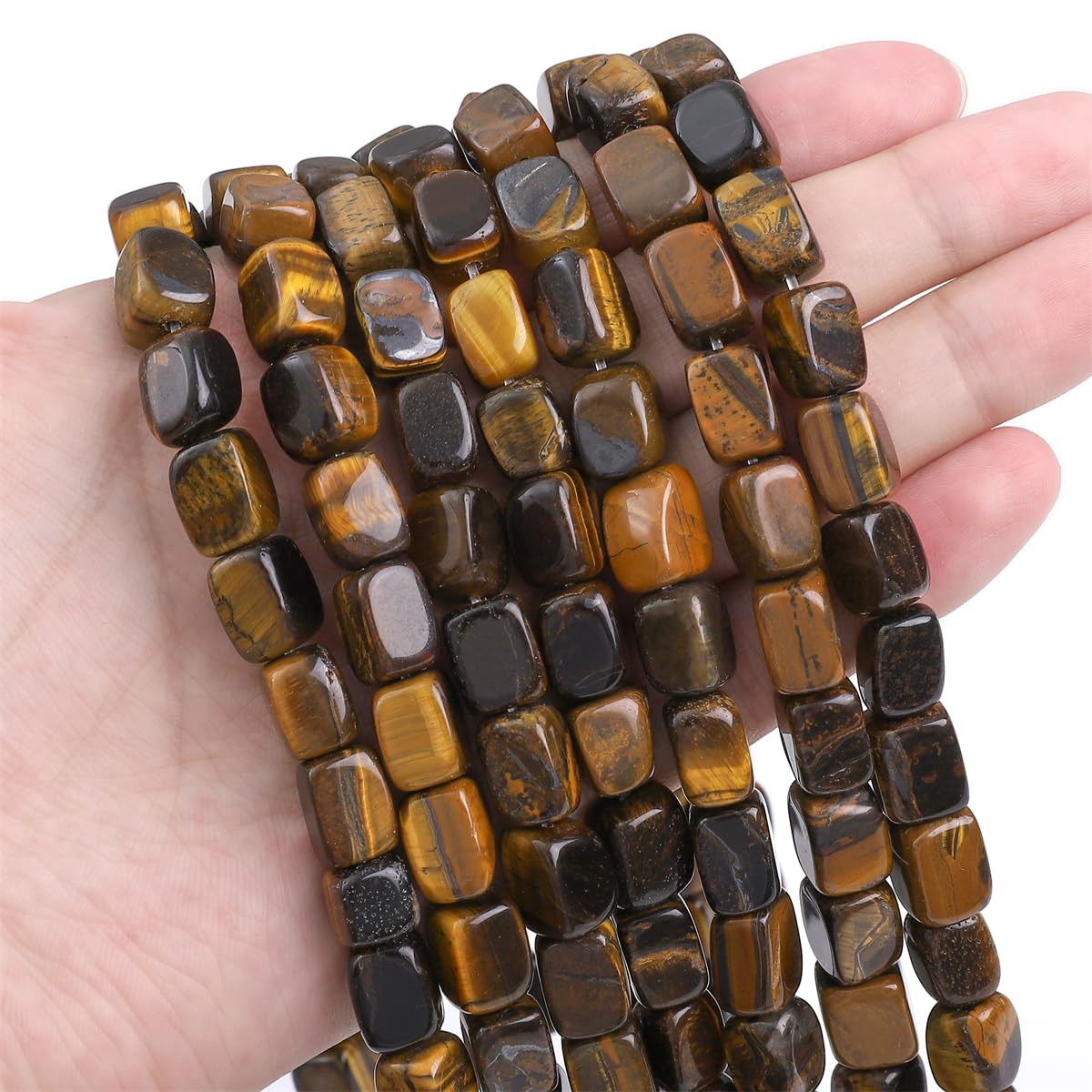 BEADIA Natural Yellow Tiger Eye Cuboid Stone Loose Semi Gemstone Beads for Jewelry Making 8mmx12mm 38cm/Strand