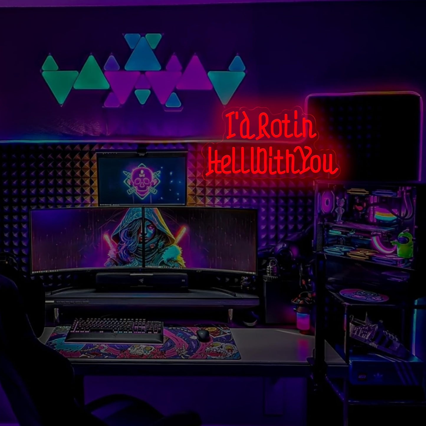 I’d Rot in Hell with You Neon Sign, Alt Room Decor,Gothic Wedding LED Wall Light for Halloween, Horror Room Decor, Dark Love Wedding Gift, Anniversary, Gothic Home Decor