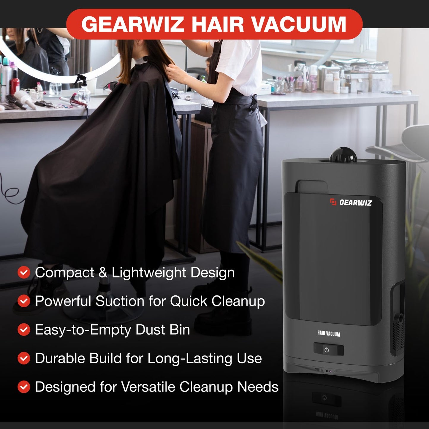Gearwiz 1400W Touchless Automatic Vacuum Dustpan – Motion Sensor Hands-Free Electric Dustpan for Pet Hair Dirt & Debris – Powerful and Energy Efficient Cleaning Solution for Home Kitchen & Office