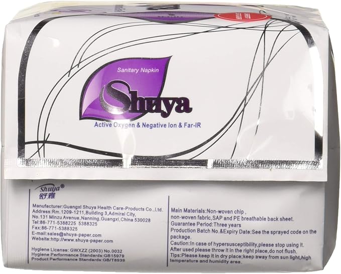 SHUYA Ultral Thin Patented Negative ion Pads for Women with Wings, Aluminum foil Package Super Absorbency,Mint Herbal Scented Sanitary Pad, Size 245mm-30Count(Pack of 3)