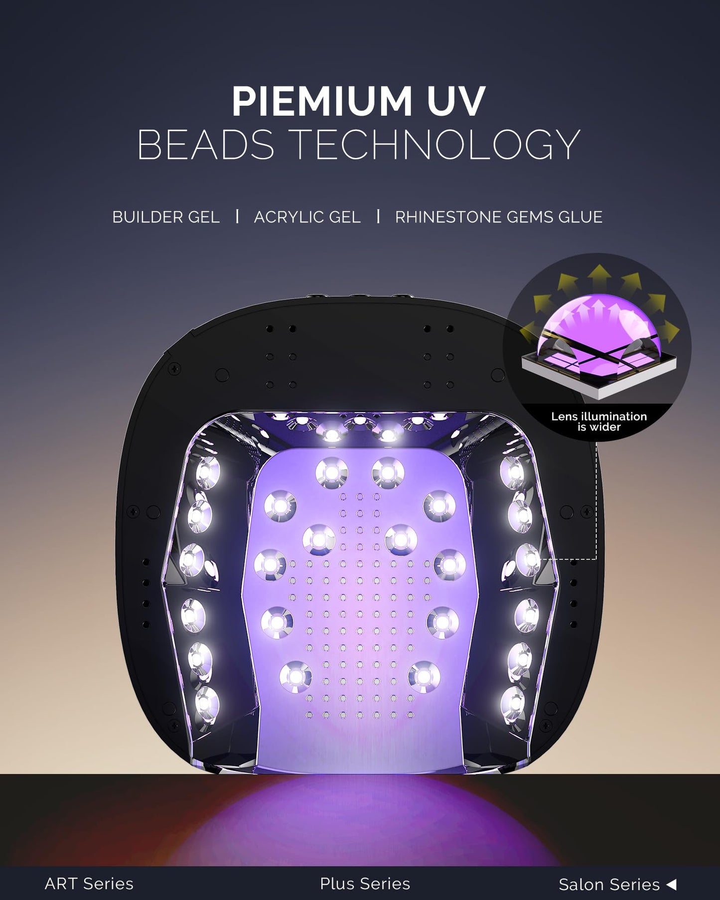 MelodySusie Professional Metal Base UV Nail Lamp, S-Pro27T Fast Curing Nail Dryer with 3 Timers & Smart Sensor for Salon Cures All Gels, Especially Hard, Extension, Acrylic & Chrome Gel Polishes