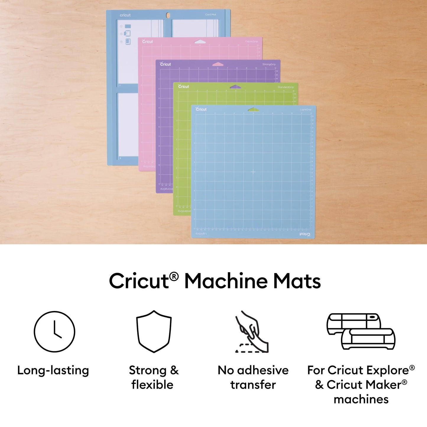 Cricut StrongGrip Cricut Cutting Mat 12in x 12in, Craft Mat for Cricut Maker & Explore, Use with Heavyweight Materials - Specialty Cardstock, Matboard & More, Reusable, Clear Protective Film (3 Count)