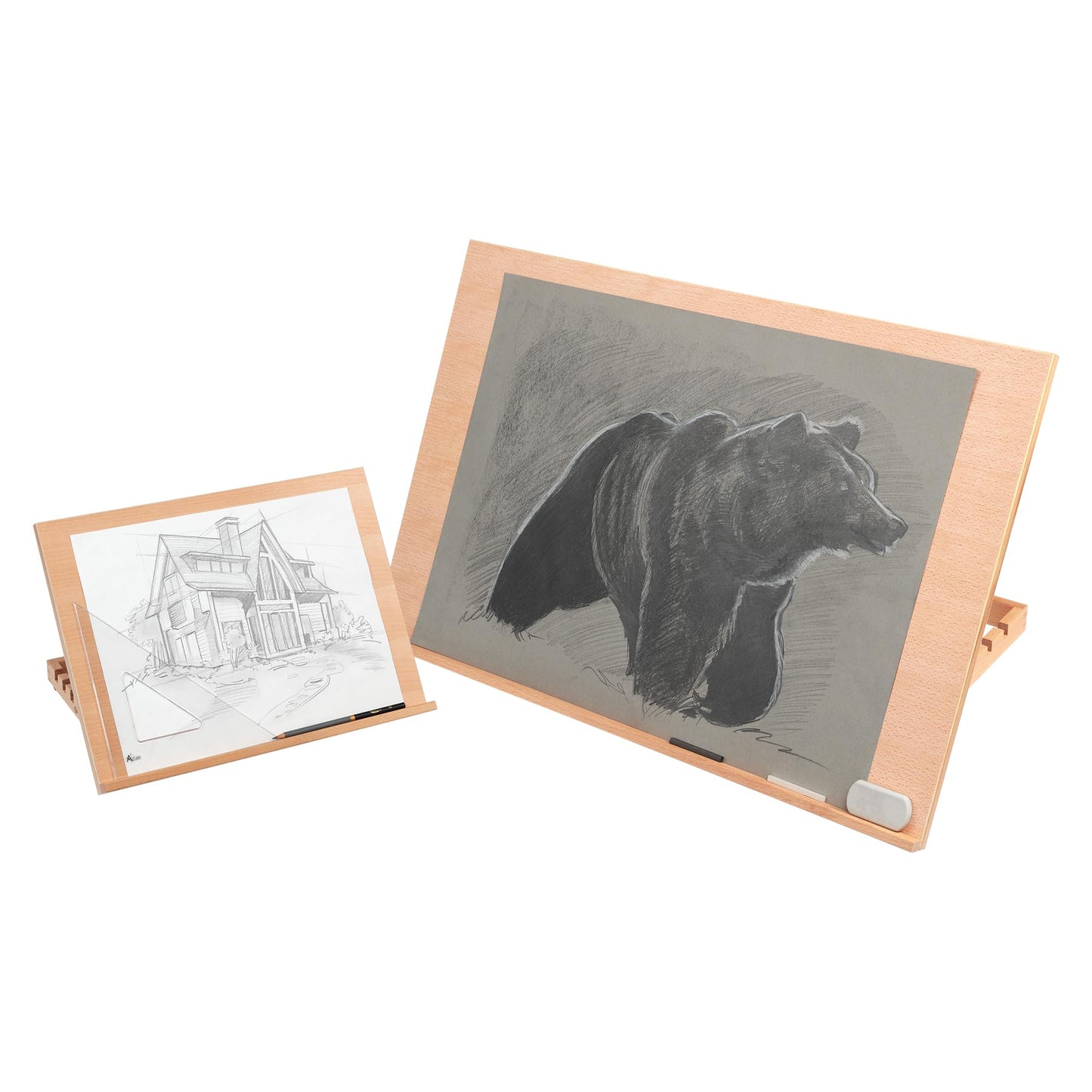 SoHo Urban Artist 12x16 Adjustable Portable Drawing Board Stand Easel, 5 Positions, Natural Beechwood Finish