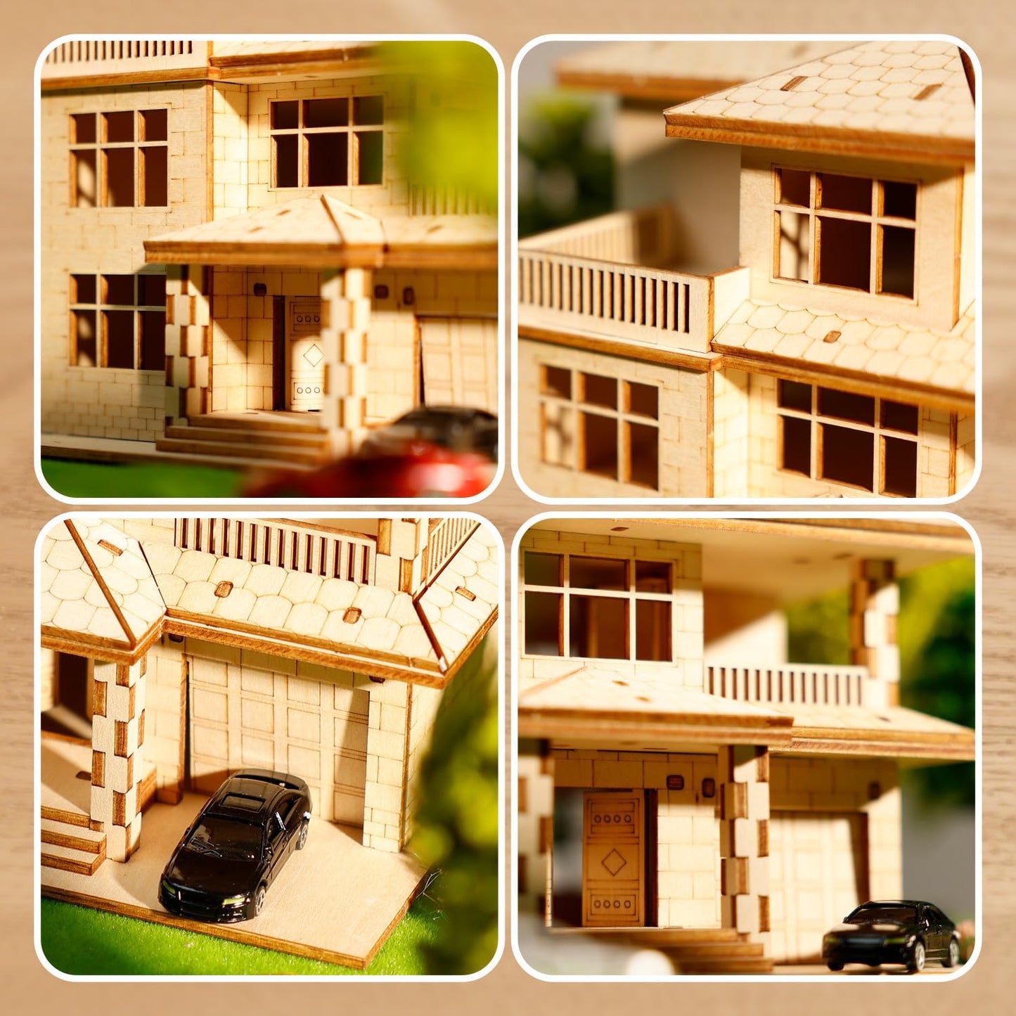 3D Wooden Puzzles for Adults,DIY Color Modern Villa Wooden Model Kits,Creative Art Ornaments,Gift on Birthday