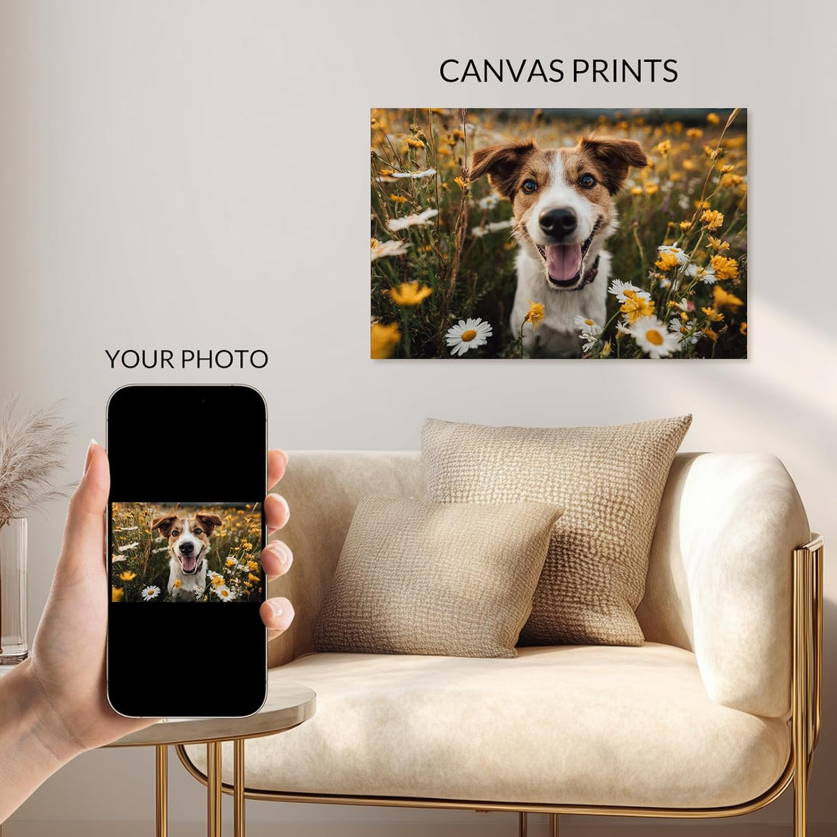 Personalized Picture Framed Canvas Prints, Custom Canvas Wall Art with Your Photos for Bedroom Wall Decor, Painting Canvas for Home Decor, Gifts Poster Keepsakes for Women Her Him