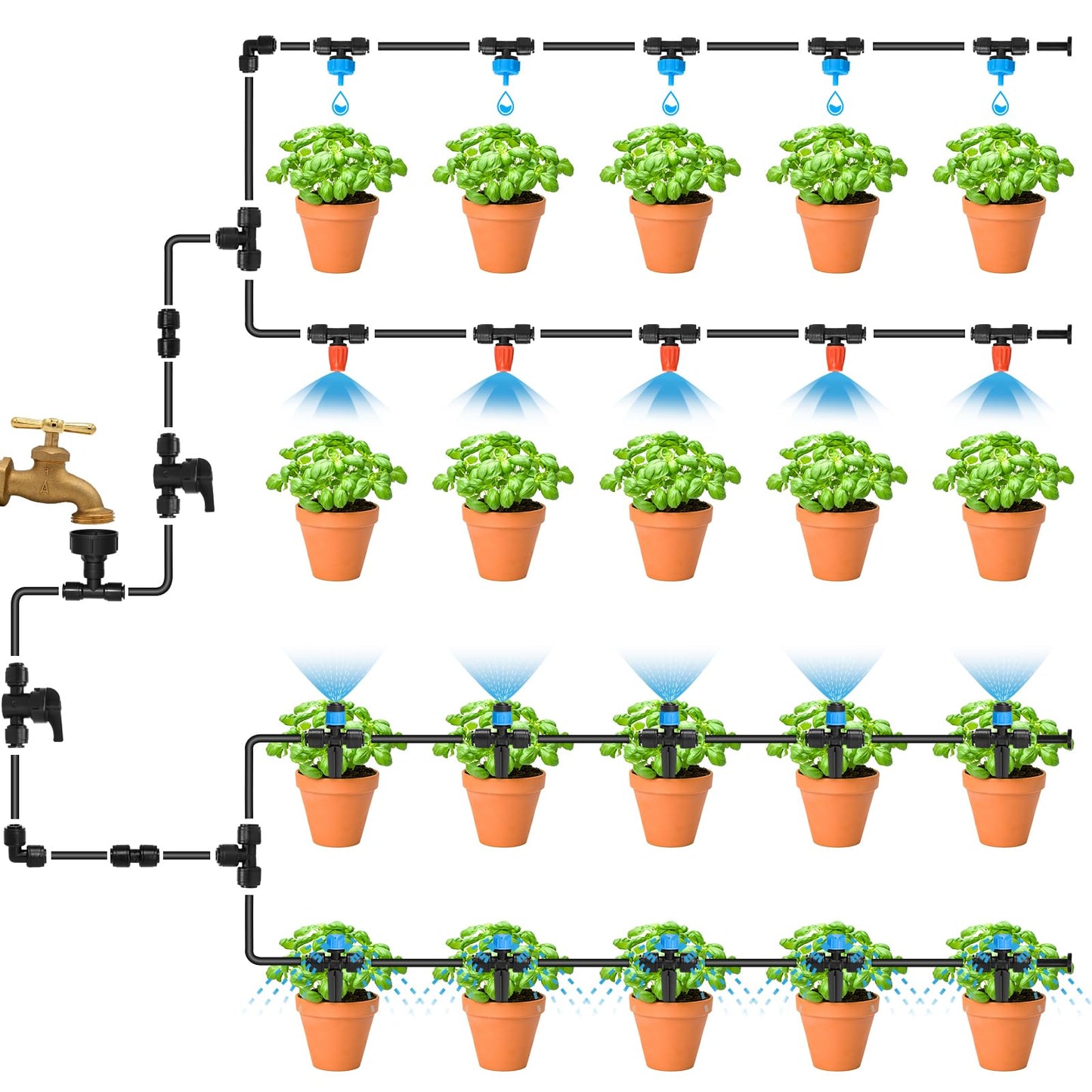 Bonviee 1/4 Inch Push-to-Connect Elbow Connectors, 24 Pack – 90° Drip Irrigation Elbows for Lawn, Garden, Greenhouse