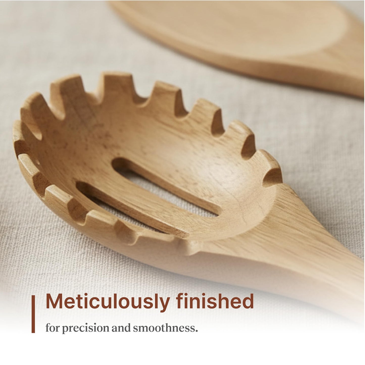 Koppen Rubber Wood Kitchen Utensils Set, Durable Wooden Cooking Spoon and Spatula Ladle for Nonstick Cookware, Non Toxic, Heat Resistant, Smooth Grip, Modern Elegant Design for Everyday (5 Piece Set)