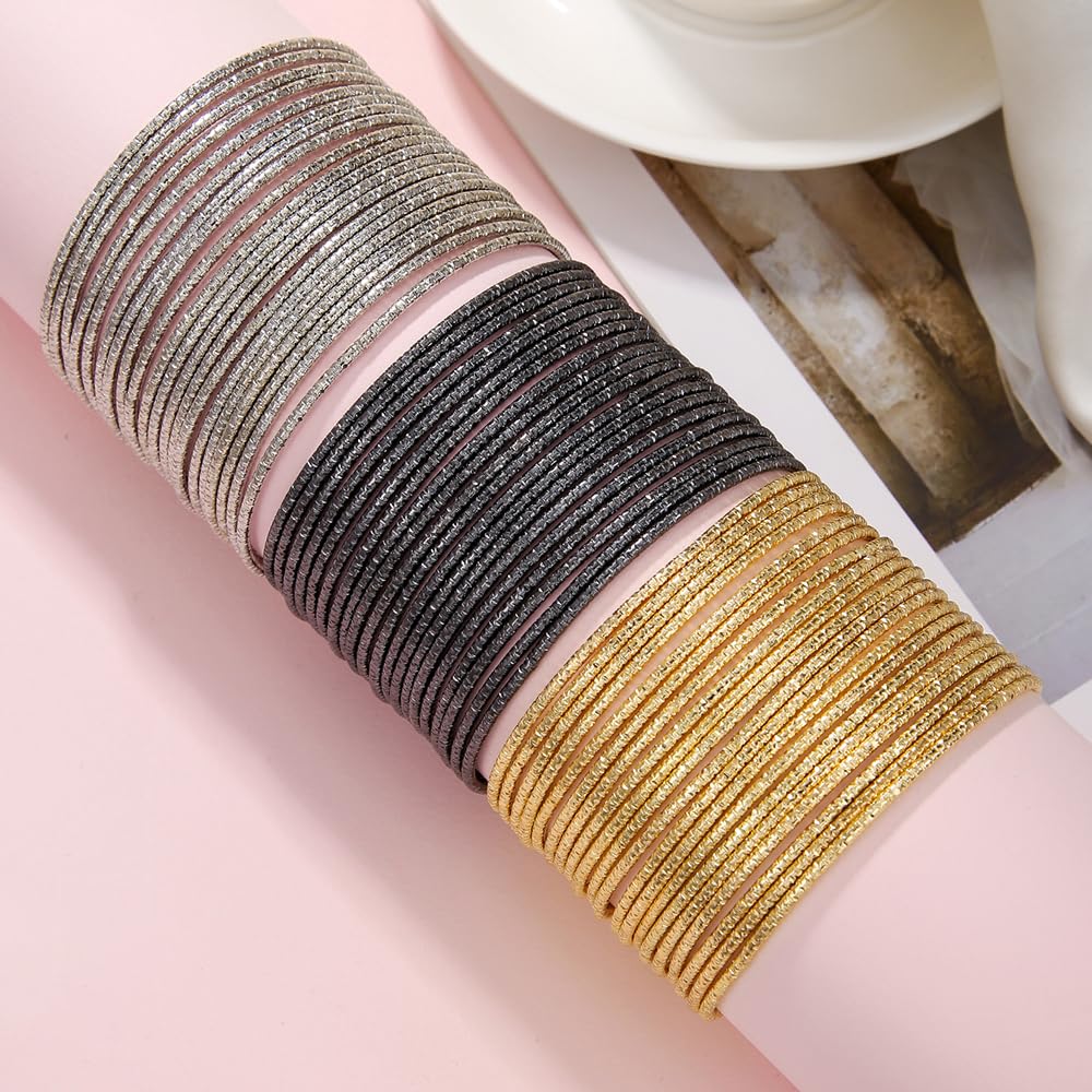 RINTOLER 20Pcs Gold Bangles Bracelets Set for Women - Multi Layer Stackable Textured Thin Bracelets Indian Bangles Boho Jewelry Set (A-20PC Gold)