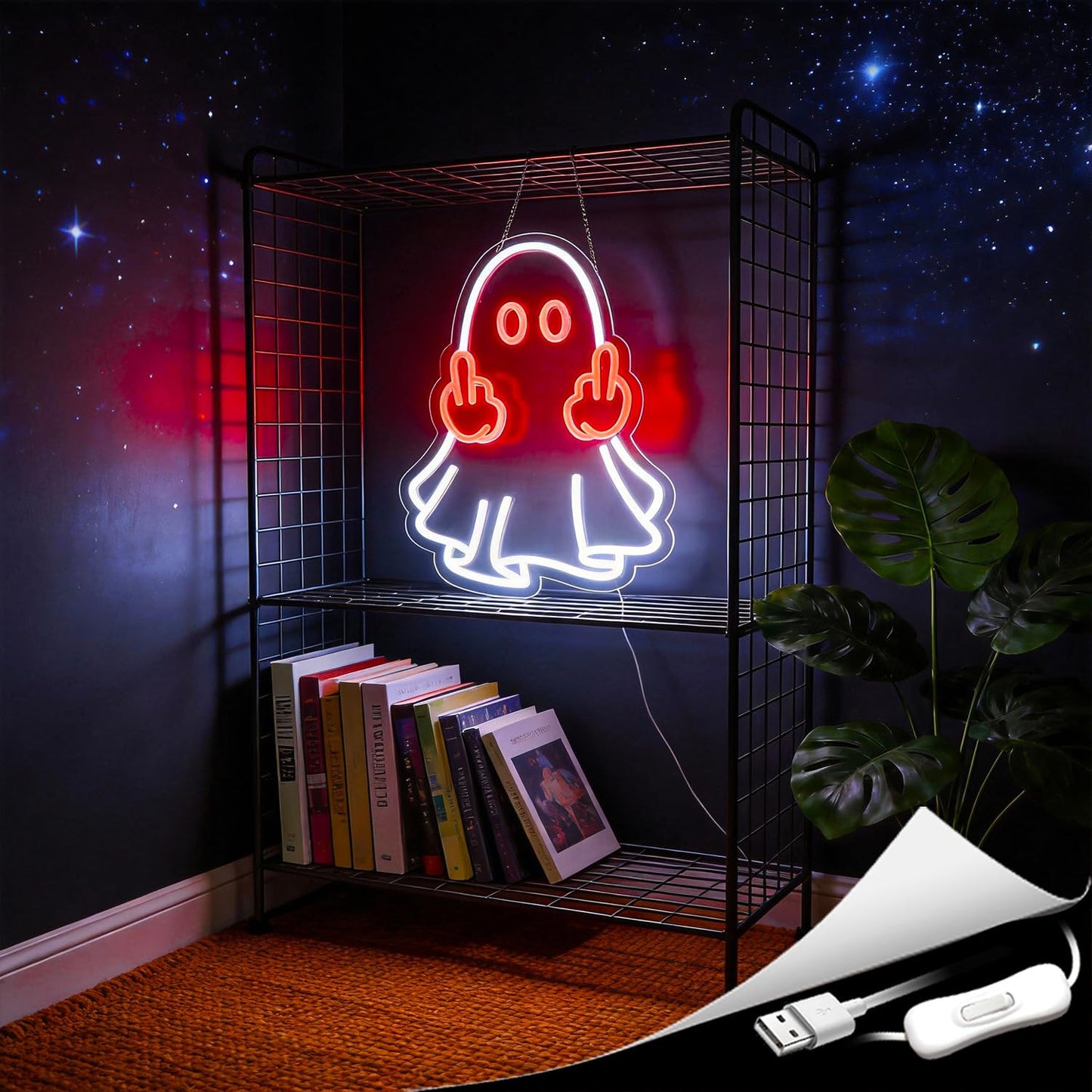 Ghost Neon Sign Led Neon Lights Signs for Wall Decor USB Powered Led for Room Decoration Home Bar Game Room Party Decor