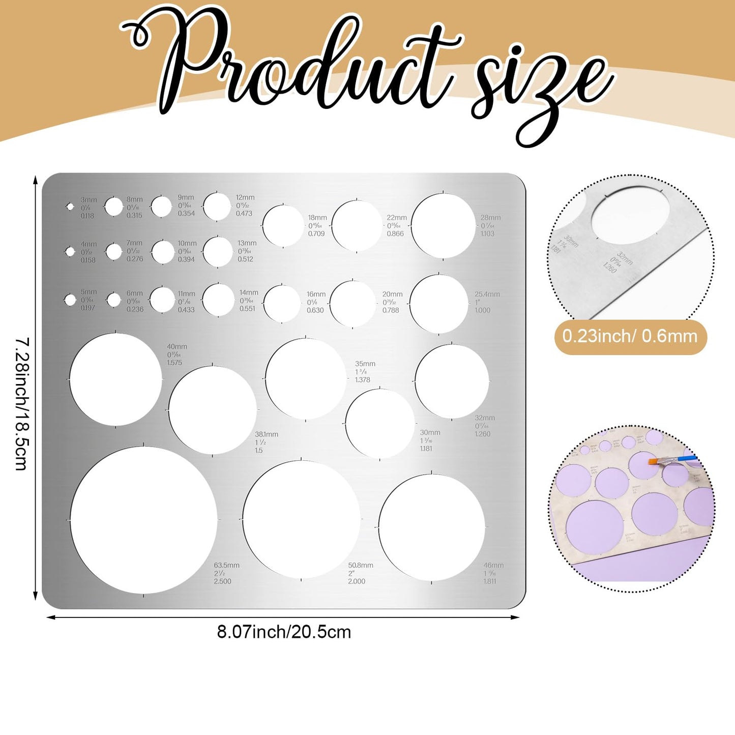 Otoolling Metal Circle Template Round Stencil for Drawing Painting Template Ruler Office School Building for Drafting Architect Tool