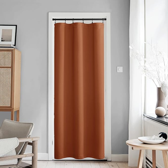 NICETOWN Burnt Orange Curtain for French Door - Thermal Insulated Room Darkening Doorway Curtain, Rod Pocket Noise Reducing Single Door Panel, 42 x 80 Inches, 1 Panel