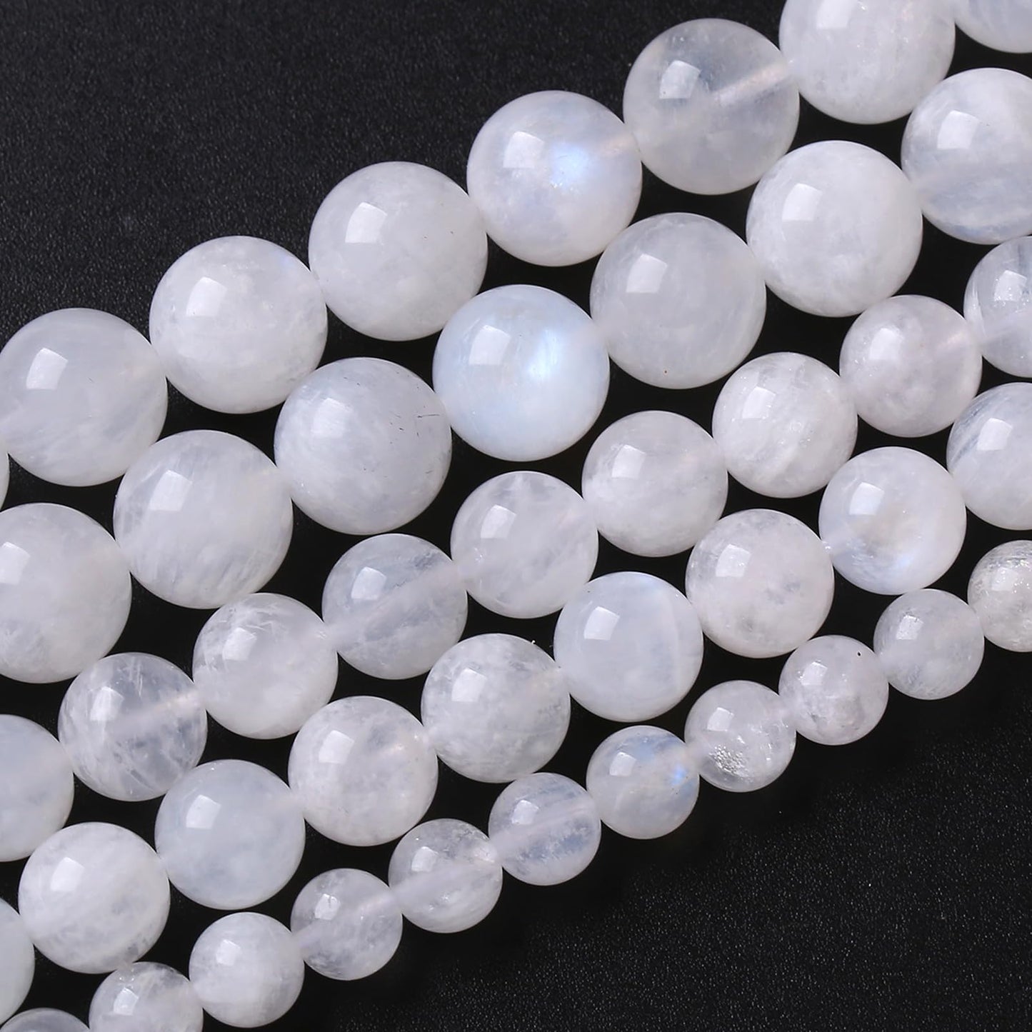 86pcs 4mm Natural Moonstone Gemstone Spacer Beads for Craft Jewelry Making DIY Bracelet