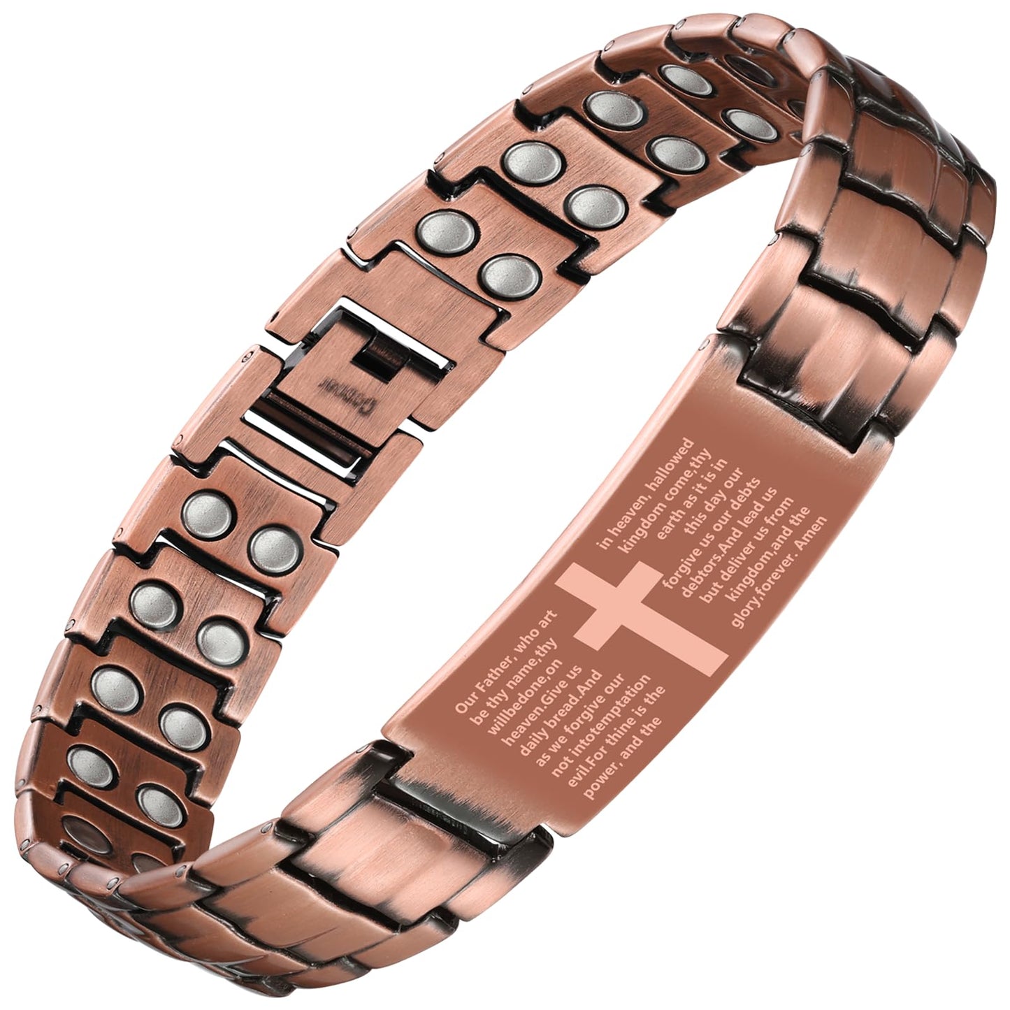 Jeracol Copper Cross Bracelet for Men, Ultra Strength Magnetic Bracelets for Men - Adjustable Copper Jewelry with Sizing Tool & Gift Box