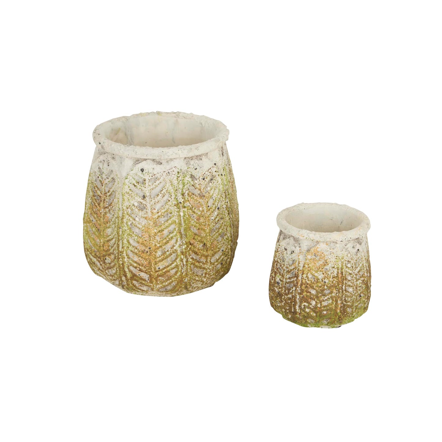 Ancient Leaf Cement Flower Pot (Set of 2)