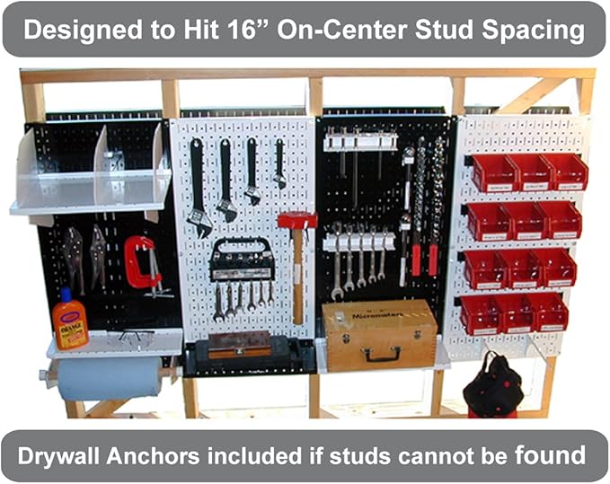 Wall Control Pegboard Organizer 4 ft. Metal Pegboard Standard Tool Storage Kit with Black Toolboard and Black Accessories