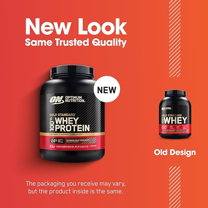 Optimum Nutrition Gold Standard 100% Whey Protein Powder, Extreme Milk Chocolate, 5 Pound (Packaging May Vary)