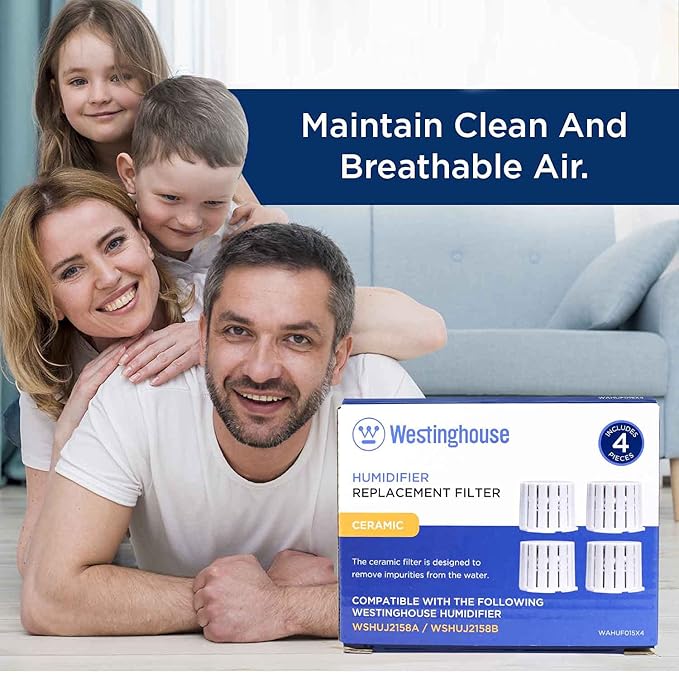 Westinghouse Ceramic Ball Filter Set for Westinghouse Humidifiers WSHUJ2158B & WSHUJ2158A (4 Pack) - Features Honeycomb Filtration System to Maintain Clean and Breathable Air
