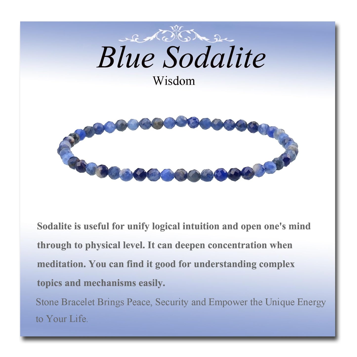 MASSIVE BEADS Natural Genuine Gemstone Beads Healing Crystal Chakra Reiki Jewelry Faceted Round Beads Bracelets (Blue Sodalite, 3mm)