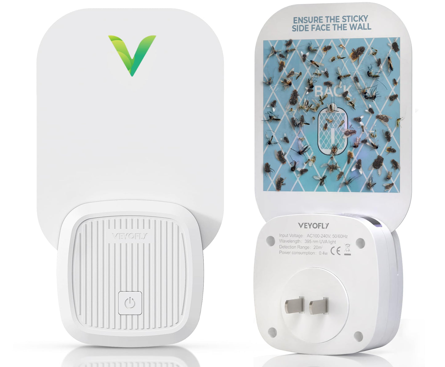 VEYOFLY Fly Catcher Indoor, Fly Trap Indoor, (1 Device + 2 Refills) Fruit Fly Traps for Indoors, Gnat Traps for House Indoor, Bug Killer, Fly Trap, Plug in Light Flying Insect Trap