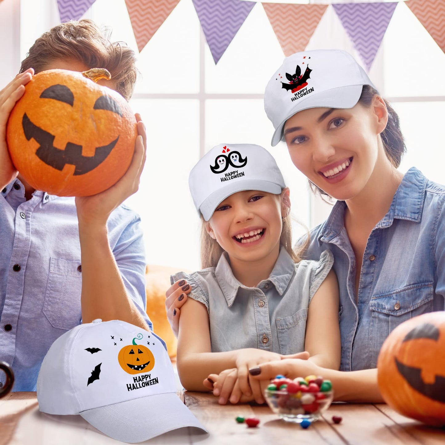 Xtinmee 50 Pieces White DIY Hats for Kids White Baseball Caps Adjustable Back Strap Blank Baseball Hats for Kids Class Project DIY Making, Painting, Hiking, Camp, Sport Outdoor Activities
